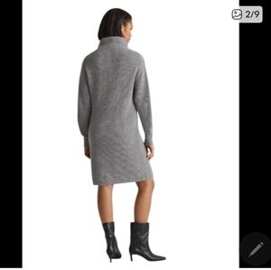 🆕 Quince Merino Wool Relaxed Turtleneck Sweater Dress Heather Size M Grey
